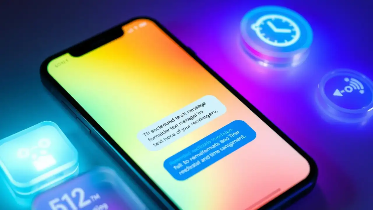How can we schedule a text on iPhone using the Shortcuts app