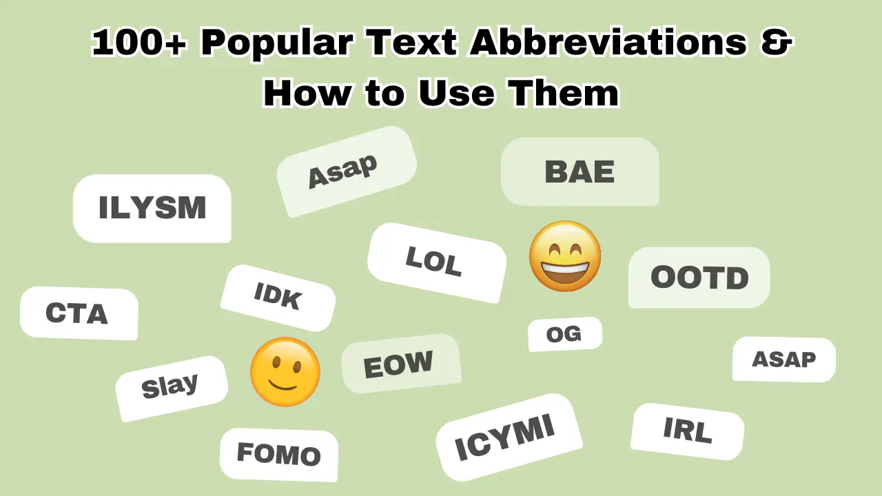 100+ popular text abbreviations & How to use them?